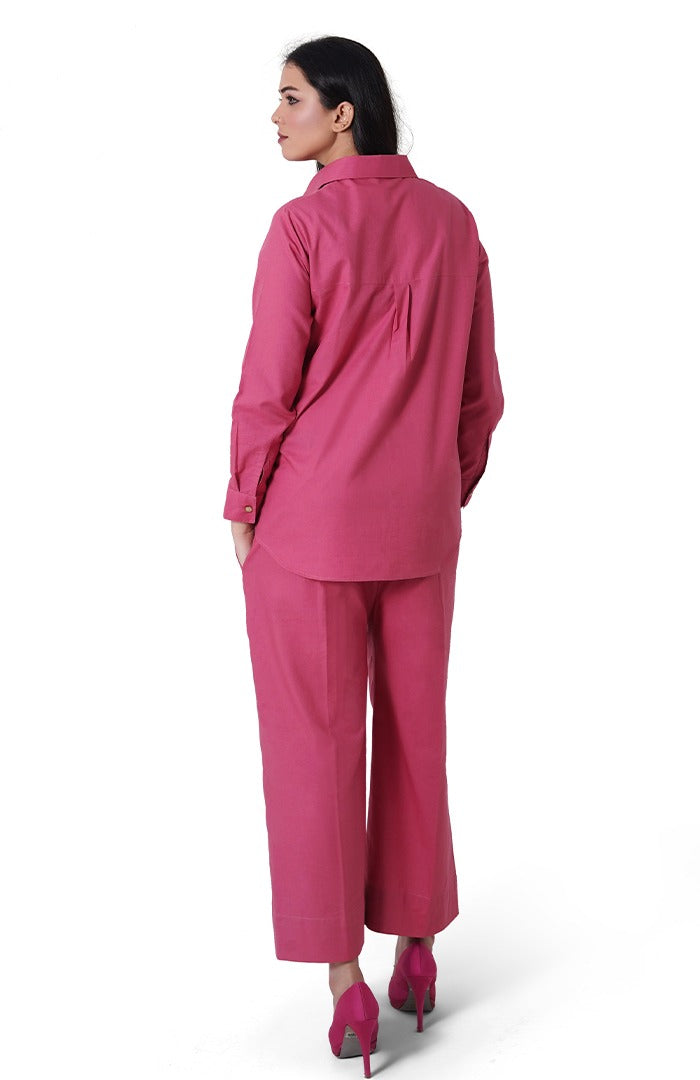 Soft vibrant pink fabric co-ord set – lightweight comfortable material for everyday wear Pakistan