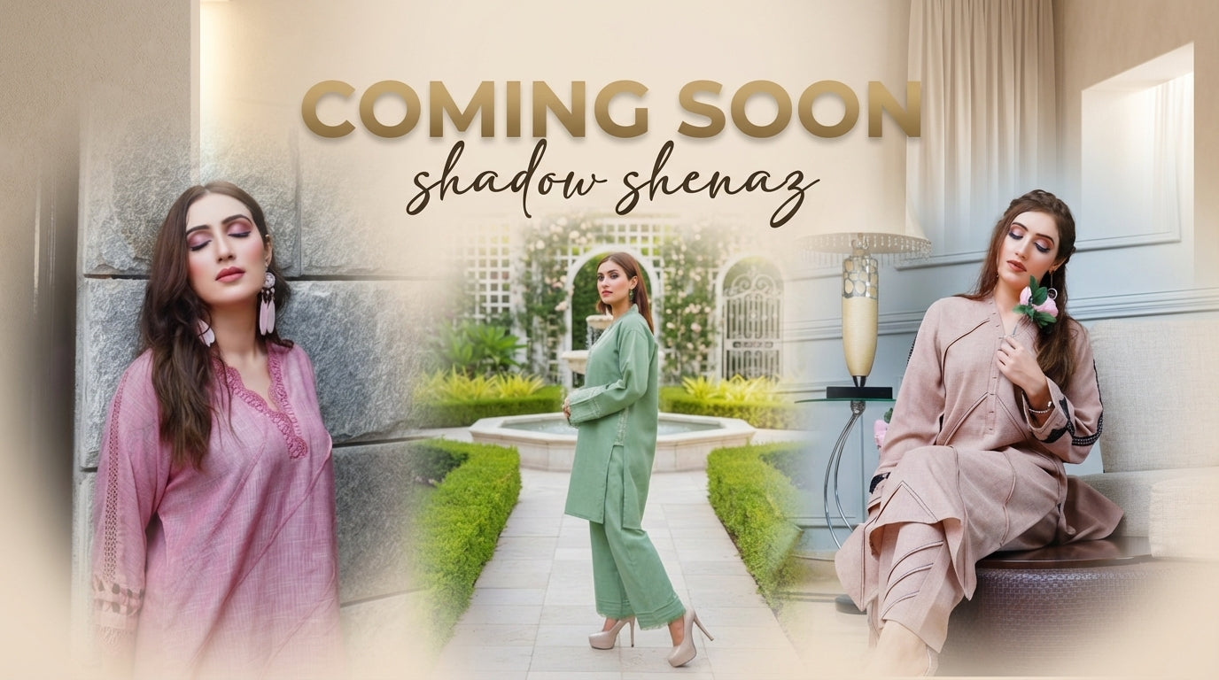 Promotional image for 'Coming Soon' with three women in different outfits, set against a scenic background.
shadow shenaz